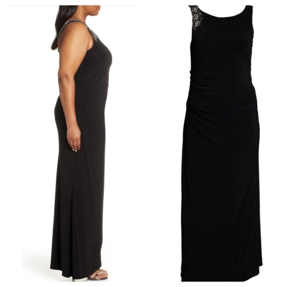 Vince Camuto Plus Size Embellished Gown Black 20W - Picture 2 of 14